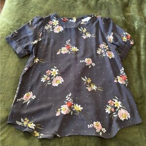 Loft Black Floral Blouse